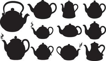 Teapot Silhouette on White Background collection vector