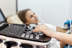 An ultrasound machine when a health care professional performs a scan. Medical imaging and diagnostic technology concept photo