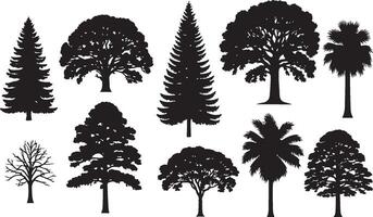 Tree Silhouette on White Background collection vector