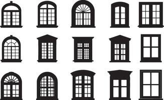 Windows Silhouette on White Background collection vector