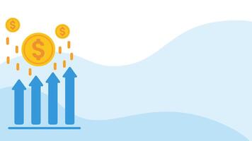 Money coin rising graph, increasing sales and profits. Background with place for text. illustrations in flat design style vector