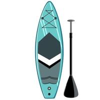Inflatable stand up paddle board with paddle vector