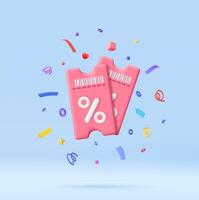 Colorful discount tickets with confetti vector