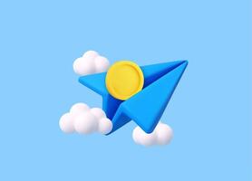 Paper plane flying in sky vector