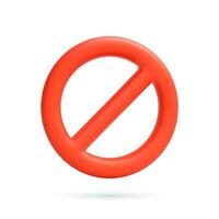3D Forbidden sign with red crossed circle. vector
