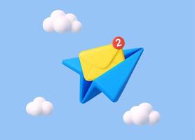 Email notification icon with clouds vector