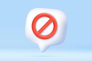 3D prohibition icon inside speech bubble vector