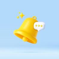 3D Bell notification vector