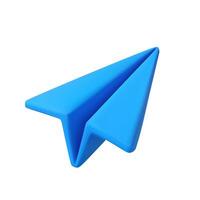3d Blue paper airplane icon vector