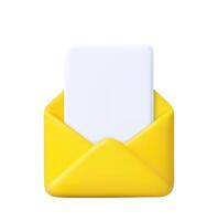 3d Envelope with paper documents icon. vector