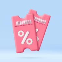 3d Voucher card cash back template design. vector
