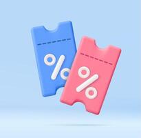 3d Voucher card design. vector