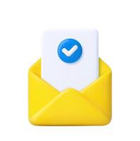 3d Envelope with paper documents icon vector