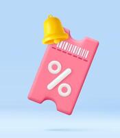 3d Voucher card cash back template design with coupon code promotion vector