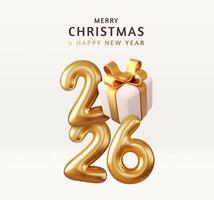 3d Happy New Year 2026 vector