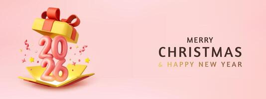 3d Cute Surprise open Gift Box With Falling Confetti vector