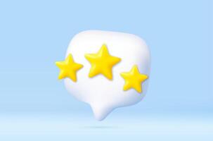 3D stars icon inside white chat bubble vector