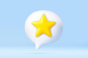 3D star icon inside white chat bubble vector