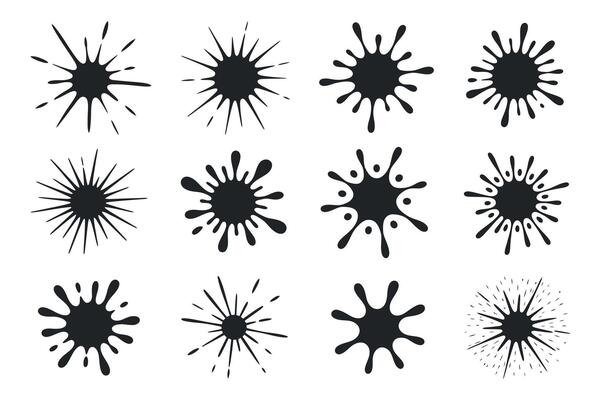 Set of Inks Blot Designs for Graphic Design