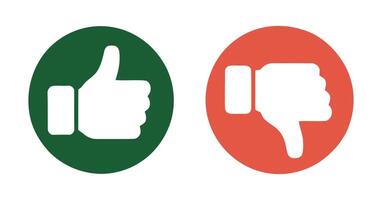 Thumbs Up and Down Icons in Green and Red Circles vector