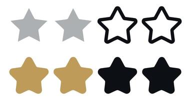 Three Sets of Rating Stars in Different Shades and Styles sets three stars each gray gold black showing different rating levels stars rating vector