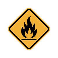 Yellow Diamond Warning Sign with Fire Symbol for Flammable Materials vector