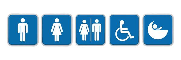 Set of restroom signs for men women disabled and baby changing areas vector