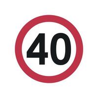 Red Circle Speed Limit Sign Showing 40 Kilometers Per Hour vector