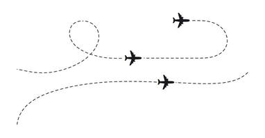 Airplane Flight Paths with Dashed Lines vector
