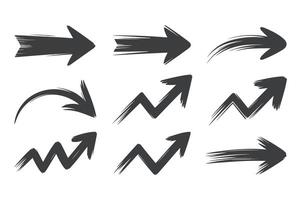 Set of Hand Drawn Arrow and Zigzag Icons vector