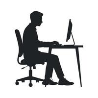 Silhouette of a person working on a computer vector