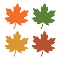 Four Colorful Autumn Maple Leaves on White Background vector