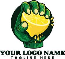Zombie Hand Squeezing a Lemon Logo vector
