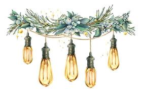 String lights with greenery decoration vector