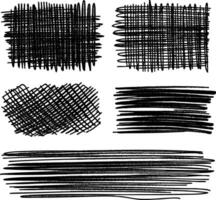 A set of hand-drawn brush strokes. Features bold grunge lines, dry brush textures, and expressive marks for banners, underlines, and overlays in creative compositions. vector