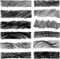 A collection of hand-drawn grunge textures. Square shapes filled with dense hatching and sketchy lines, adding dynamic detail and visual interest to artistic backgrounds and overlays. vector