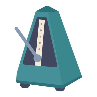 Metronome music tempo instrument. Mechanical metronome flat design. Classical music practice metronome.