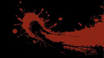 Grunge abstract illustration with red paint splatter and chaotic black background. Modern illustration with rough texture and graphic effect. vector
