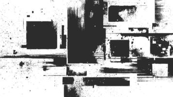 Abstract glitch art features blurred monochrome shapes and rough geometric patterns. Modern noise and distortion in a grunge style illustration. vector