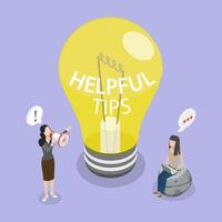 3D Isometric Flat Illustration of Helpful Tips, Online Discussion Platform vector