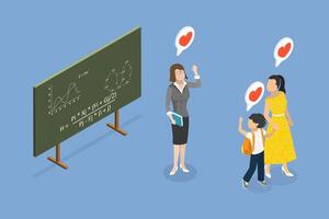 Teacher and students in classroom setting vector