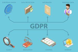 3D Isometric Flat Illustration of GDPR, Protecting Personal Data On Websites vector