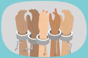 3D Isometric Flat Illustration of Freedom From Slavery, Breaking Chain Shackle vector