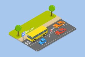 3D Isometric Flat Illustration of Safety Driving Rules, Traffic Regulating vector