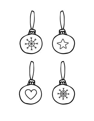 Set bundle of hand drawn doodle sketch Christmas new year tree decoration balls isolated on white