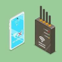 3D Isometric Flat Illustration of Electronic Device Protection, Mobile Signal Prevention vector