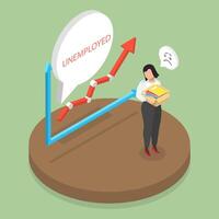 3D Isometric Flat Illustration of Unemployment, Feeling Sad of Being Fired vector