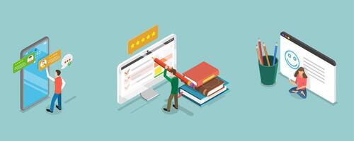 Digital learning and user interaction illustration vector