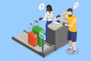 3D Isometric Flat Illustration of Vacation Targets, Busy Vacation Characters Juggling Numerous Tasks vector