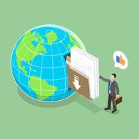 3D Isometric Flat Illustration of Digital Data Management, File Transfer vector